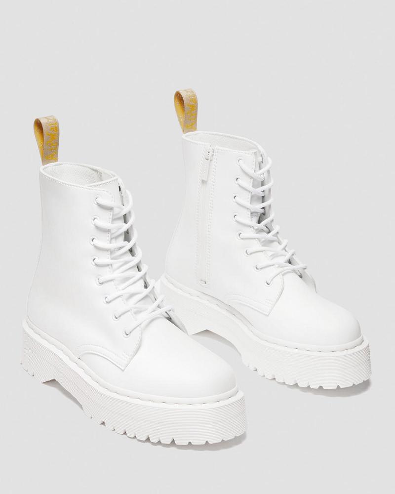 Dr Martens Vegan Jadon II Kemble Mono Platform Støvler Dame Hvide | DK 261SGL